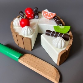Сюжетно ролевой набор маленького кондитера «Праздничный фруктовый торт» | Дизайнерский торт из дерева, для детской игрушечной кухни