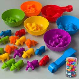 Набор Монтессори для сортировки по цветам с детским пинцетом и стаканчиками «Животные джунглей» | 36 фигурок