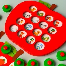 Развивающая деревянная игра — мемори «Яблоко» 