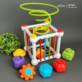  Многофункциональный развивающий бизикуб для малышей "ТрекБолл и Сенсорный куб 6 в 1"