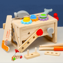 Развивающий деревянный мини-конструктор для малышей «Плотник и инструменты» 