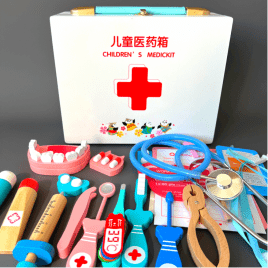 Детский сюжетно — ролевой набор «Доктор Терапевт Стоматолог» с чемоданчиком и инструментами | Набор из дерева 