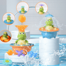 Интерактивная игрушка для купания «Крокодил фонтанчик» | 4 сменных фонтанчика, свет, музыка 