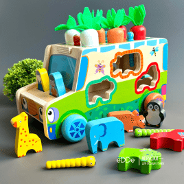 Развивающая деревянная многофункциональная игрушка для малышей "БизиБорд Машинка" 