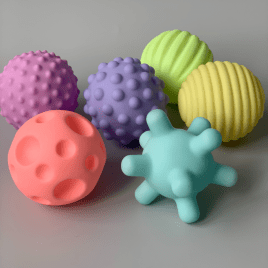Тактильный массажный набор мячиков в подарочной коробке | Комплект 6 мячиков
