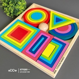 Развивающая деревянная игрушка для малышей "Планшет Геометрические фигуры"