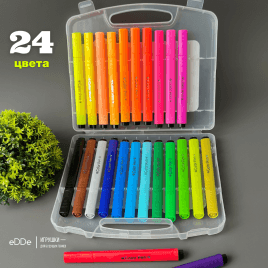 Фломастеры в пластиковом кейсе утолщенные «Детские Ультрасмываемые» | 12 – 24 цвета 