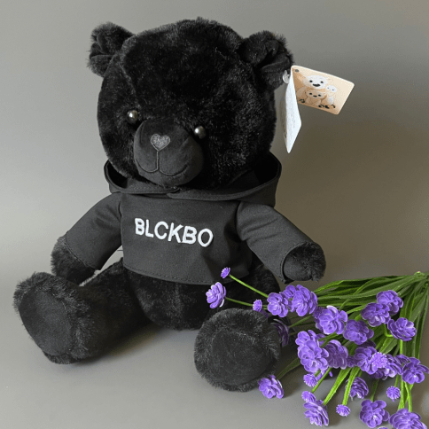 Мягкая игрушка стильный медвежонок «БлэкБо» в черном худи с капюшоном | BlckBo Тренд 2022 фото 1