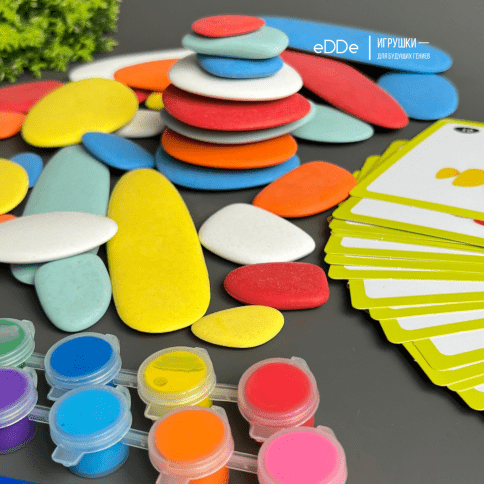 Развивающий игровой набор для малышей «Логические Камешки с красками и карточками» фото 3