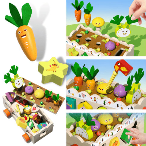 Развивающая многофункциональная игрушка Монтессори 5 в 1 «Веселые Овощи» фото 8
