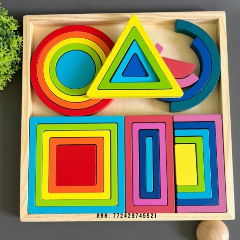 Развивающая деревянная игрушка для малышей "Планшет Геометрические фигуры" фото 2