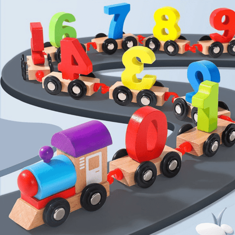 Деревянная игрушка для дошкольного обучения «Паровозики Цифры»  фото 3