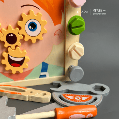 Деревянный развивающий конструктор для малышей с инструментами «Создаём эмоции» фото 6