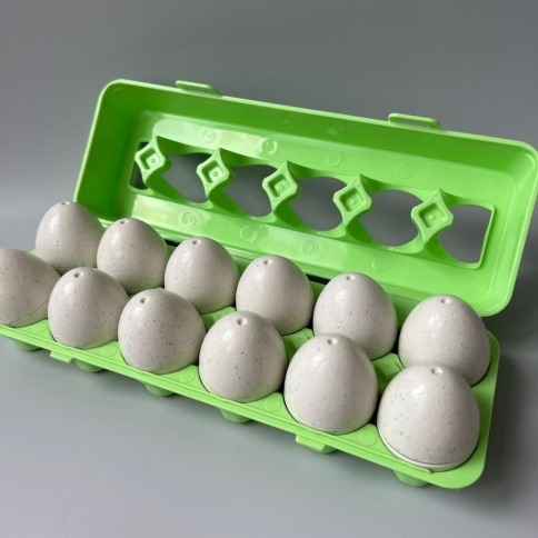 Обучающая игрушка сортер «Лоток с яйцами Динозаврики» набор 12 яиц  фото 3