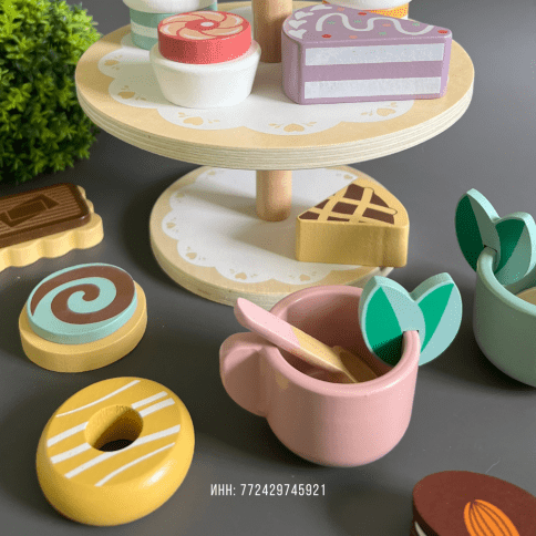 Детский игрушечный сюжетно-ролевой набор десертов и посуды «Дегустация Тортиков с чаем»  фото 3