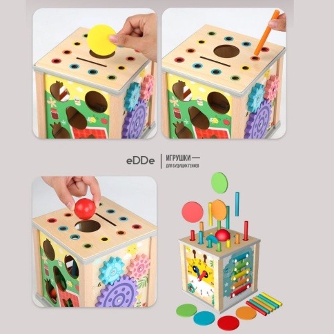 Развивающий деревянный БизиКуб Монтессори 10 в 1 «Дятел на грядке» | Игрушки Малышам  фото 6