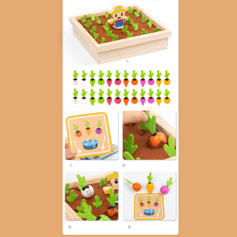 Деревянная развивающая 3D игра мемори «Фермер на грядке» | Игрушки Монтессори для малышей фото 6