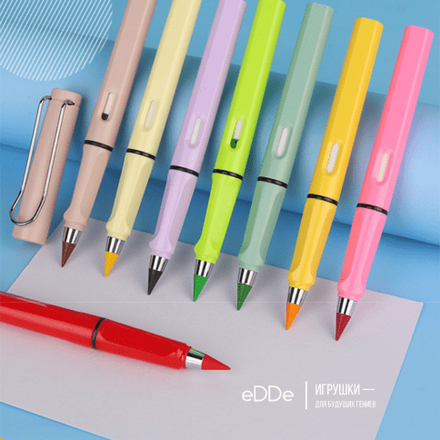 Набор разноцветных карандашей с ластиком «Вечный карандаш» | 12 ластиков  фото 3