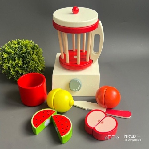 Сюжетно-ролевая деревянная игрушка Монтессори «Кухонный комбайн» | Юный повар фото 1