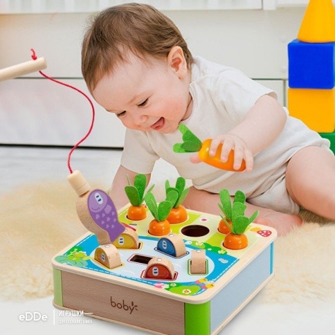 Развивающая деревянная игрушка для малышей «Сортер и Магнитная рыбалка» | Бизиборд  фото 3