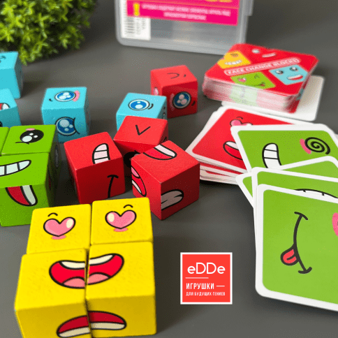 Развивающая деревянная головоломка для детей раннего возраста «Кубики Эмоции компакт» | Игра для родителей и детей фото 4