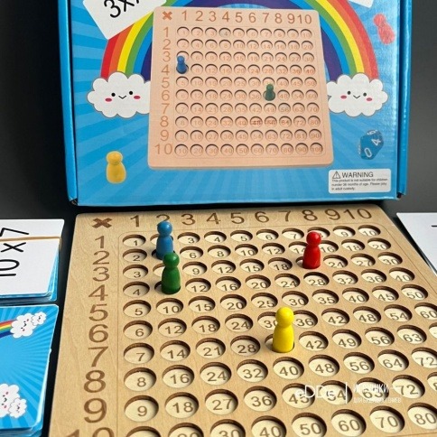 Развивающая деревянная игра-головоломка «Таблица умножения» с карточками фото 4