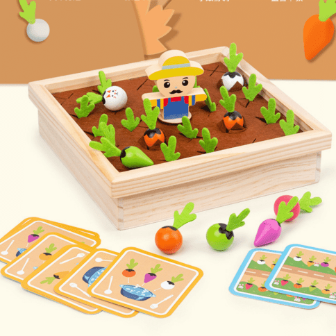 Деревянная развивающая 3D игра мемори «Фермер на грядке» | Игрушки Монтессори для малышей фото 5