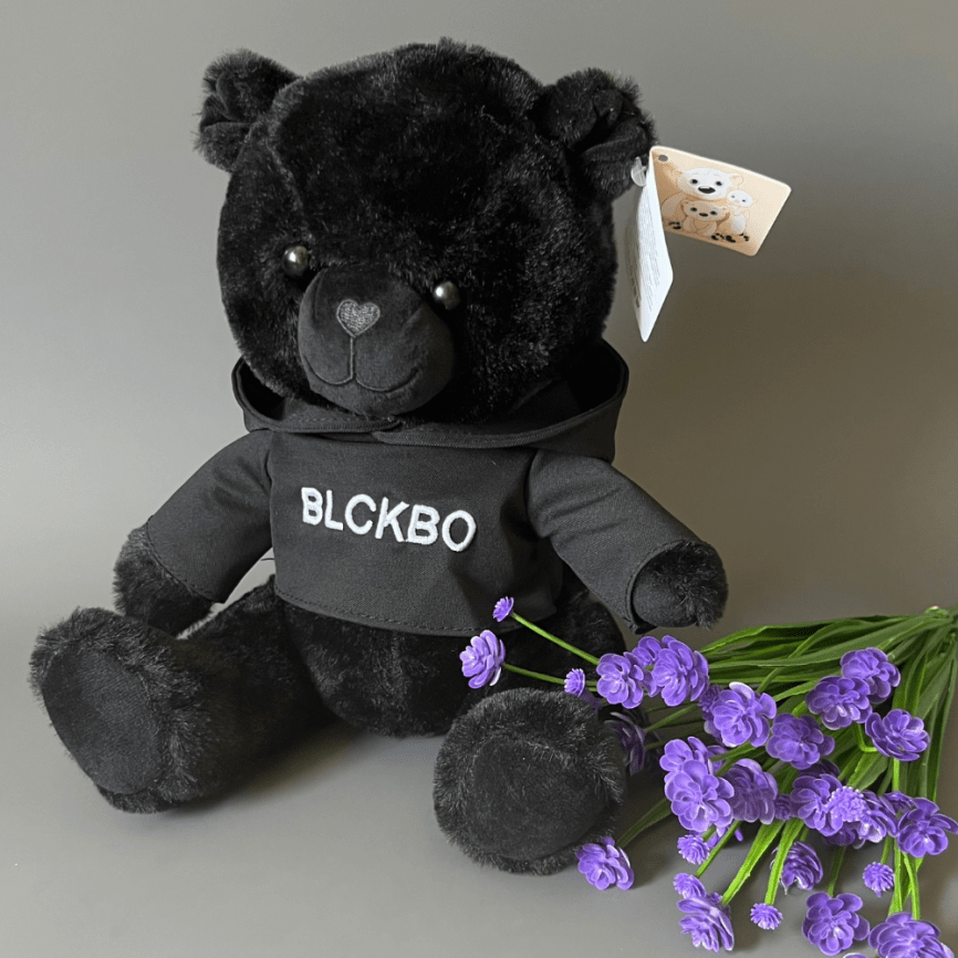 Мягкая игрушка стильный медвежонок «БлэкБо» в черном худи с капюшоном | BlckBo Тренд 2022 фото 1