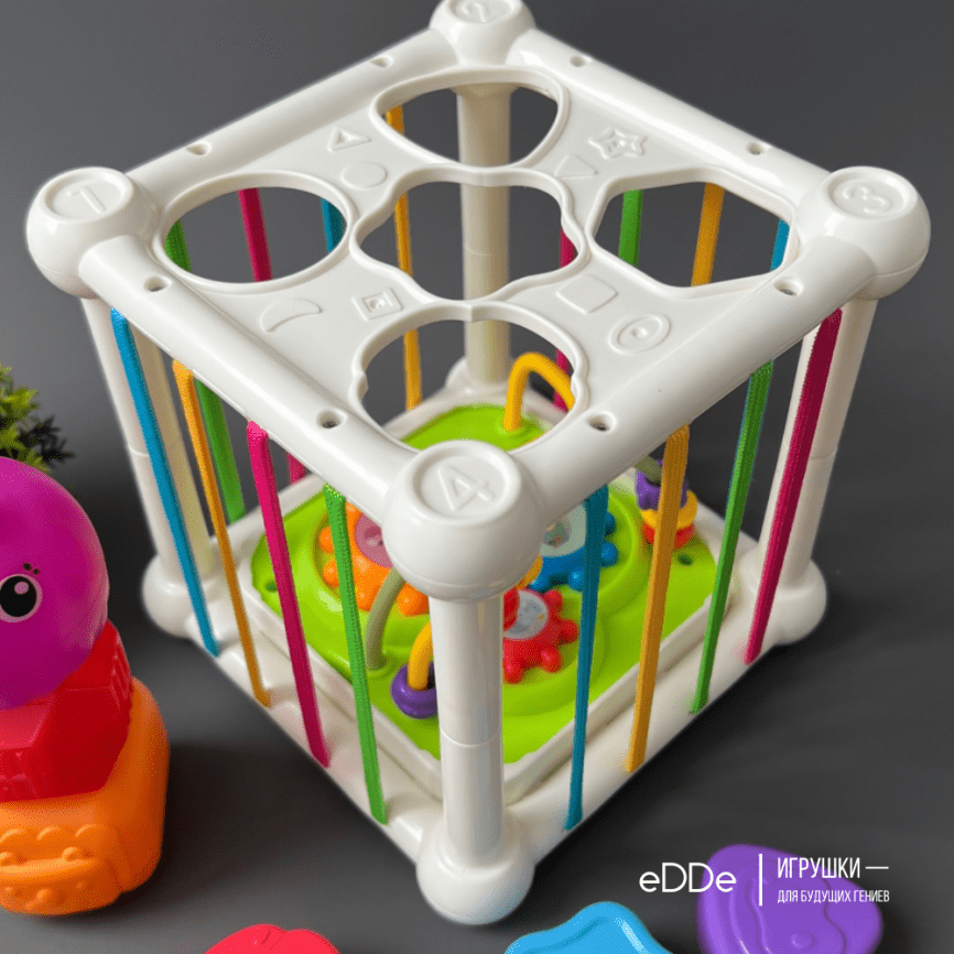 Многофункциональная развивающая игрушка для малышей «Сенсорный куб 6 в 1»  фото 15