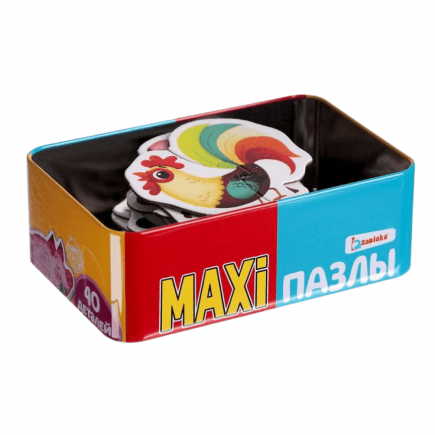 Макси-пазлы «Веселые Зверята» | 40 деталей в металлической коробке фото 5