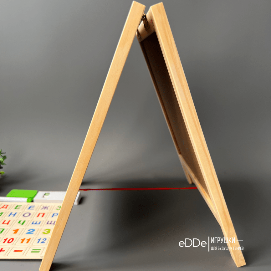 Двухсторонний деревянный мольберт для рисования и обучения с алфавитом | Магнитно-маркерная доска  фото 4