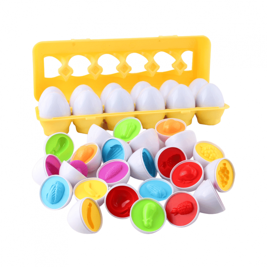  Детская обучающая игрушка по методике Монтессори «Лоток-сортер с яйцами Фрукты и Овощи» | набор 12 яиц фото 2
