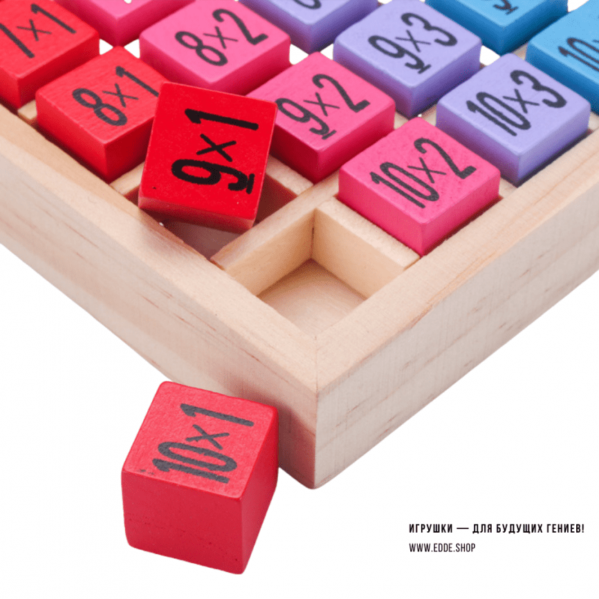 Игра — обучающая деревянная «Таблица Умножения «Радуга» | Монтессори, счет, кубики, цифры фото 2