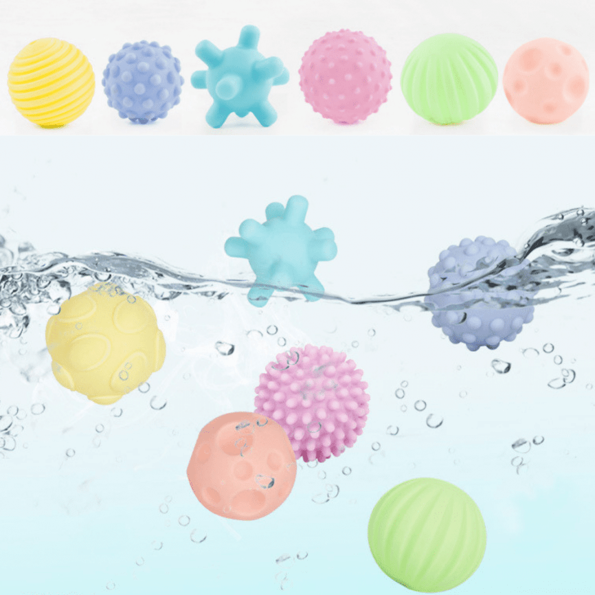 Сенсорные тактильные мячики для малышей «Пастель» | Развивающий набор 6 шт. в сетке фото 4