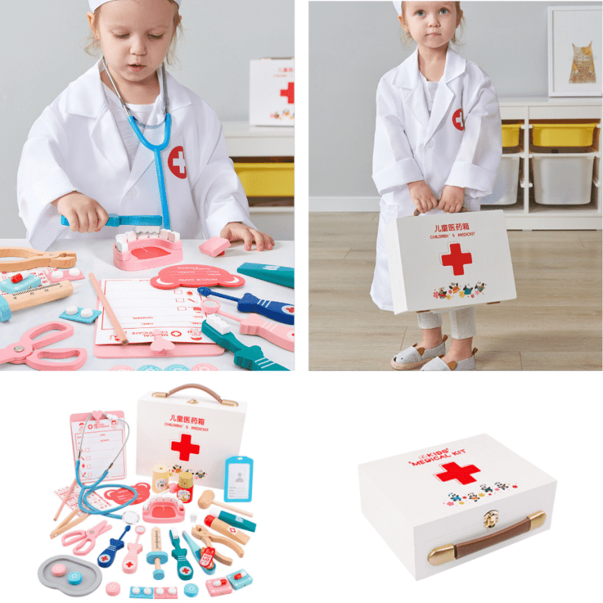 Детский сюжетно — ролевой набор «Доктор Терапевт Стоматолог» с чемоданчиком и инструментами | Набор из дерева  фото 3