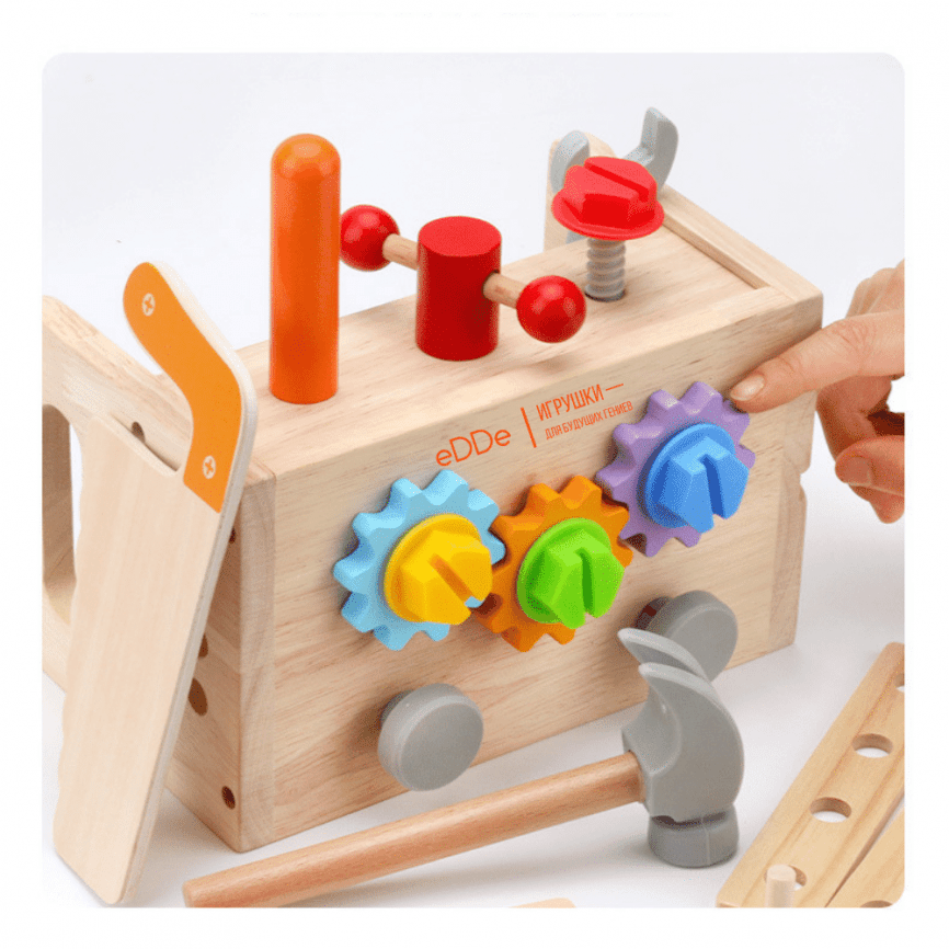 Развивающий деревянный мини-конструктор для малышей «Плотник и инструменты»  фото 7