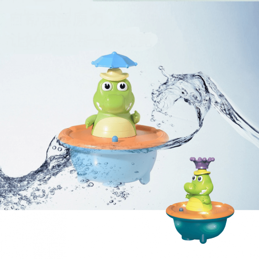 Интерактивная игрушка для купания «Крокодил фонтанчик» | 4 сменных фонтанчика, свет, музыка  фото 7