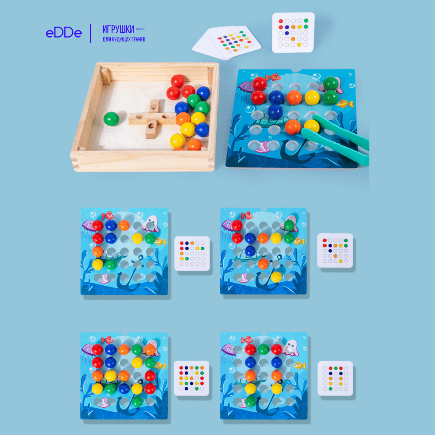 Развивающая игра для малышей 2 в 1 «Сортируем в Гамак» с пинцетом и карточками | Игрушки Монтессори  фото 6