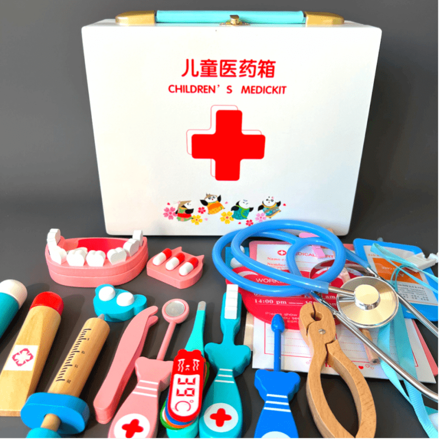 Детский сюжетно — ролевой набор «Доктор Терапевт Стоматолог» с чемоданчиком и инструментами | Набор из дерева  фото 1