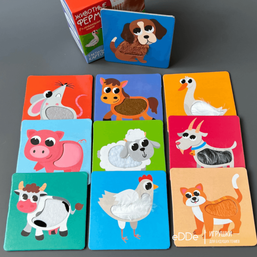 Набор тактильных карточек для малышей «Животные фермы» фото 3