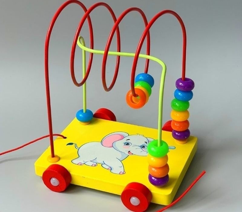Развивающая деревянная игрушка пальчиковый лабиринт-каталка «Зверята» | Игрушки Монессори фото 3