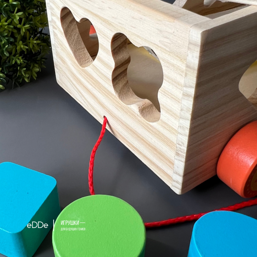Развивающая многофункциональная деревянная игрушка 3 в 1 «Каталка Металлофон  Сортер» фото 7
