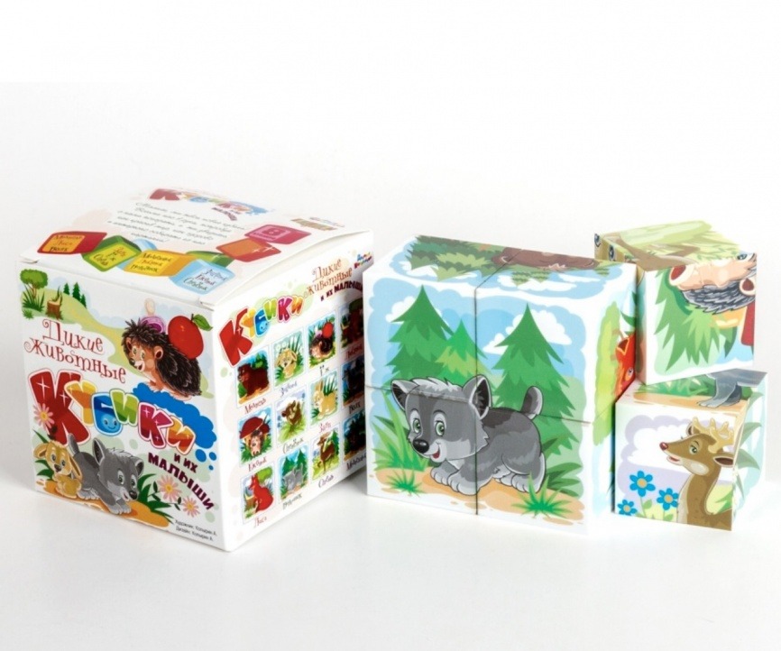 Кубики для малышей "Чей малыш. Дикие животные" пластмассовые 8 шт фото 2