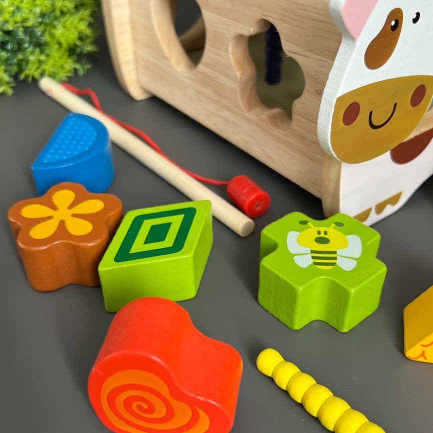 Развивающий деревянный игровой набор 4 в 1 "Корова и Морковки" фото 2