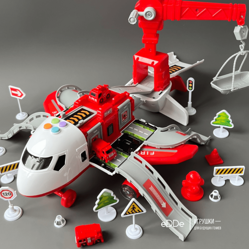 Развивающий игровой набор-конструктор «Самолет-трансформер Пожарные» | Интерактивный, Свет, Звук фото 1