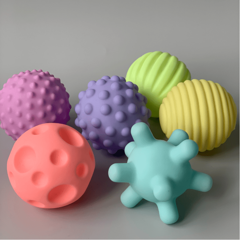 Тактильные развивающие мячики для малышей | набор 6 шт. фото 1