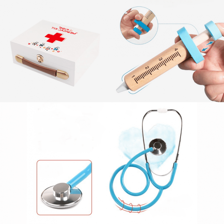Детский сюжетно — ролевой набор «Доктор Терапевт Стоматолог» с чемоданчиком и инструментами | Набор из дерева  фото 7