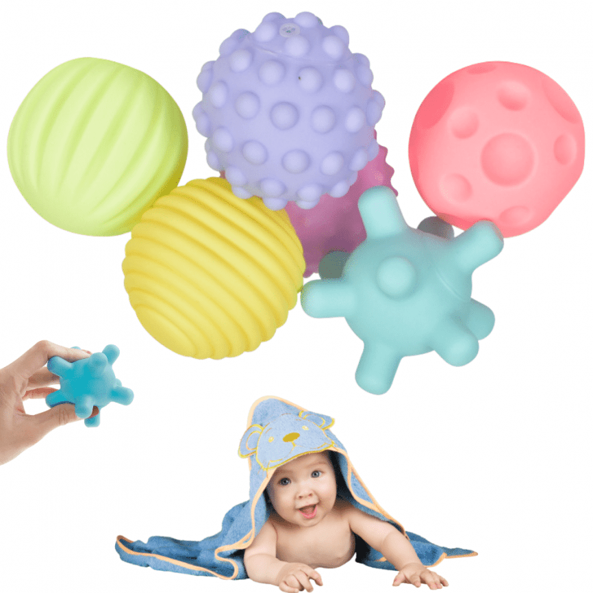 Сенсорные тактильные мячики для малышей «Пастель» | Развивающий набор 6 шт. в сетке фото 3