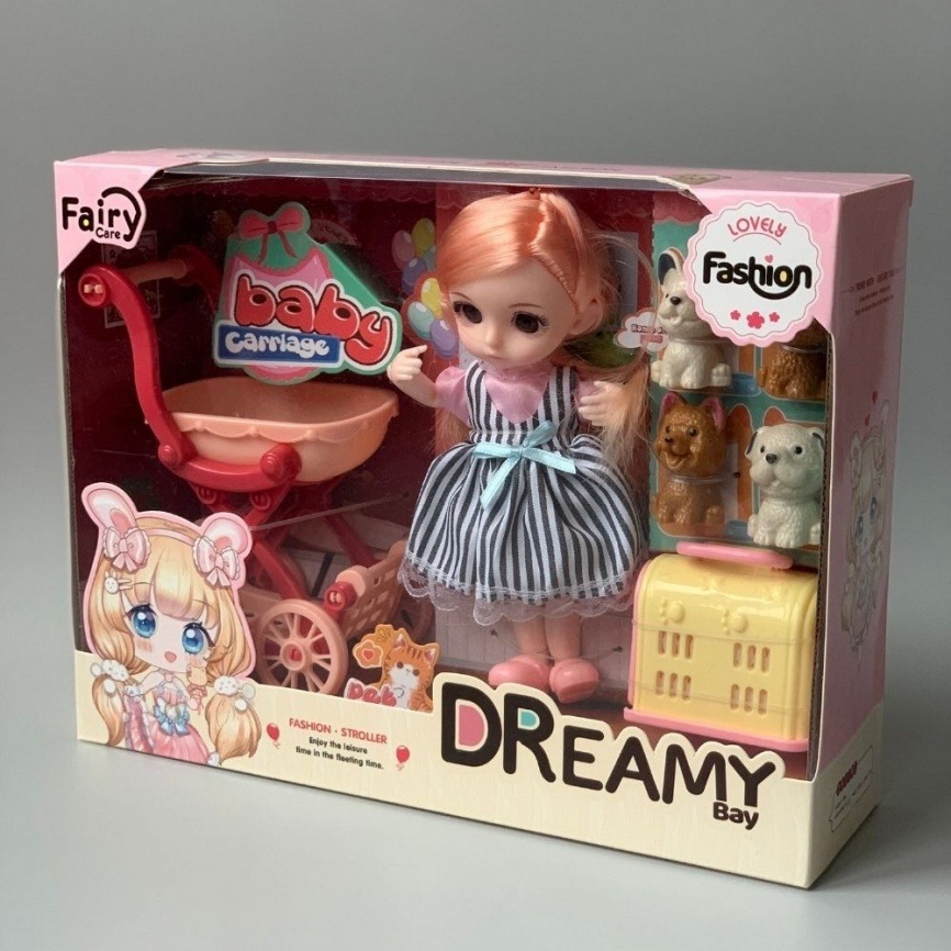 Набор для девочек: Кукла шарнирная: с собачками и коляской, продавец мороженого, с мотороллером  фото 5