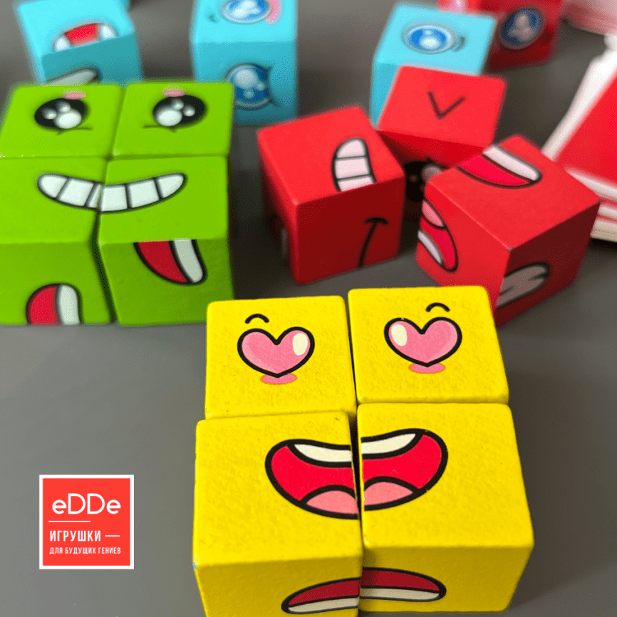 Развивающая деревянная головоломка для детей раннего возраста «Кубики Эмоции компакт» | Игра для родителей и детей  фото 6
